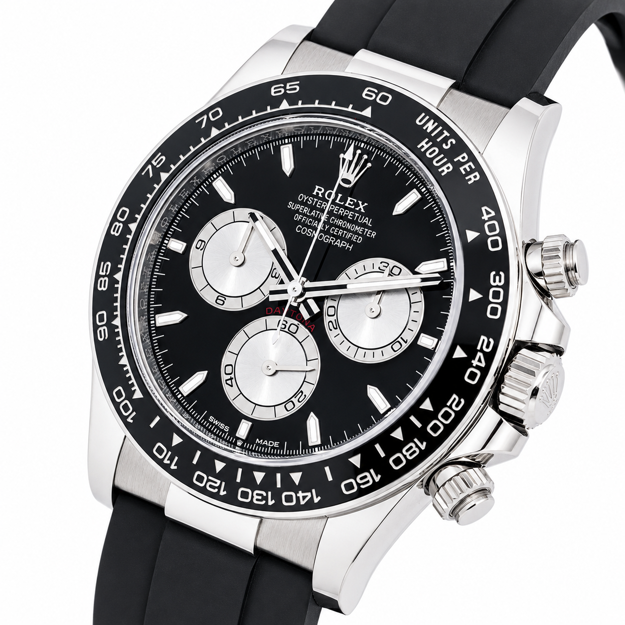 ROLEX DAYTONA 40MM 126519LN BLACK DIAL OYSTERFLEX STRAP WHITE GOLD