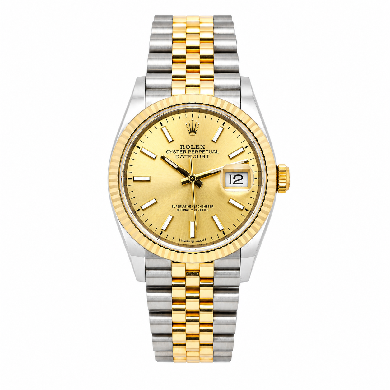ROLEX DATEJUST 36MM 126233 CHAMPAGNE INDEX DIAL FLUTED BEZEL JUBILEE BRACELET