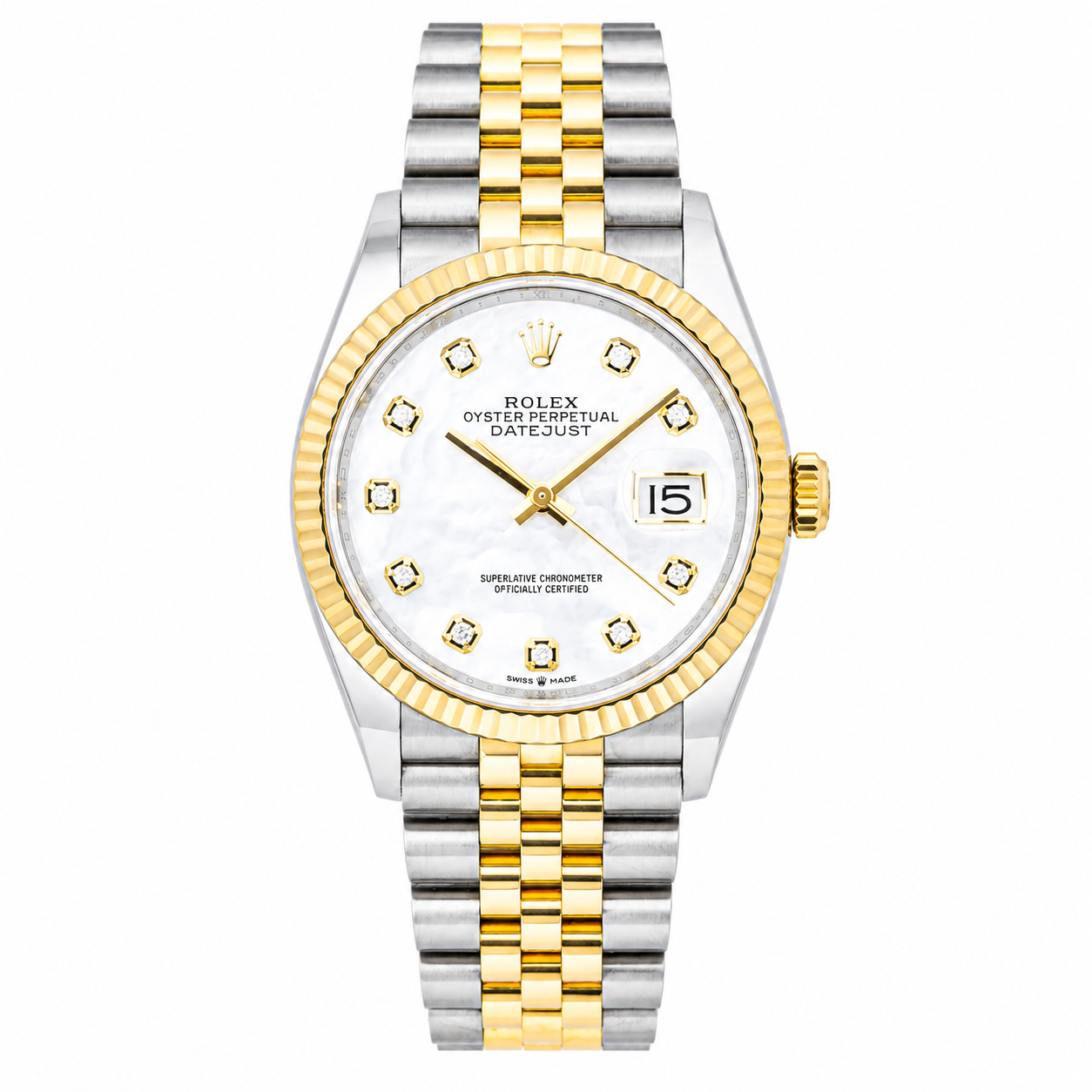 ROLEX DATEJUST 36MM 126233 MOTHER OF PEARL DIAMOND DIAL FLUTED BEZEL JUBILEE BRACELET