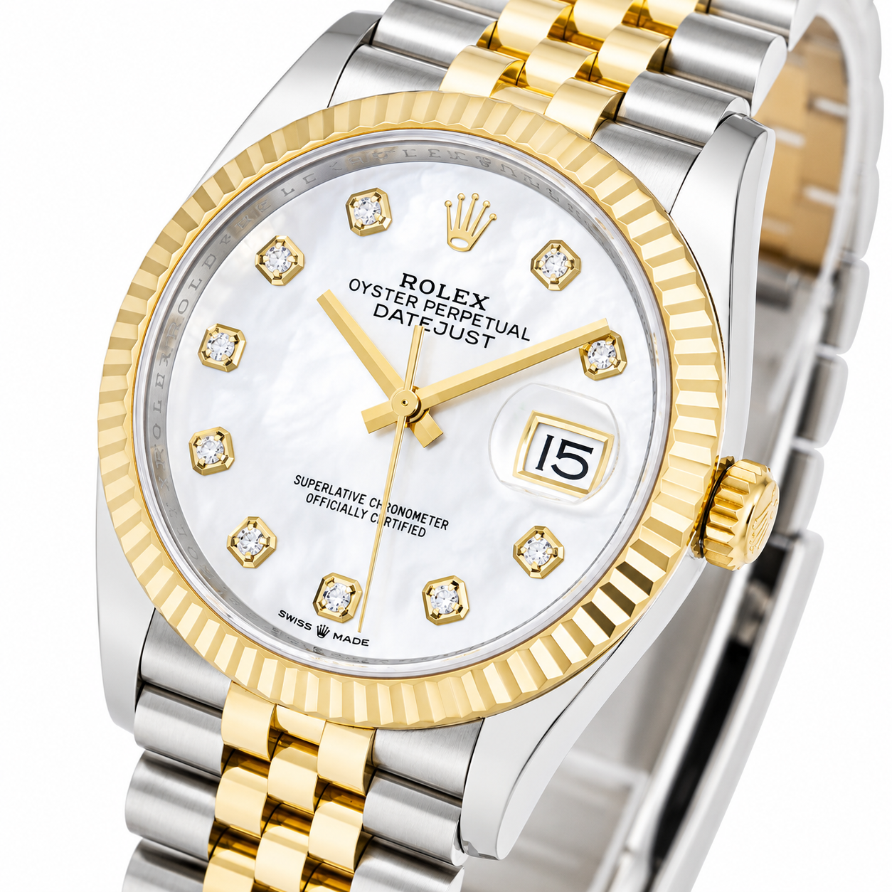 ROLEX DATEJUST 36MM 126233 MOTHER OF PEARL DIAMOND DIAL FLUTED BEZEL JUBILEE BRACELET
