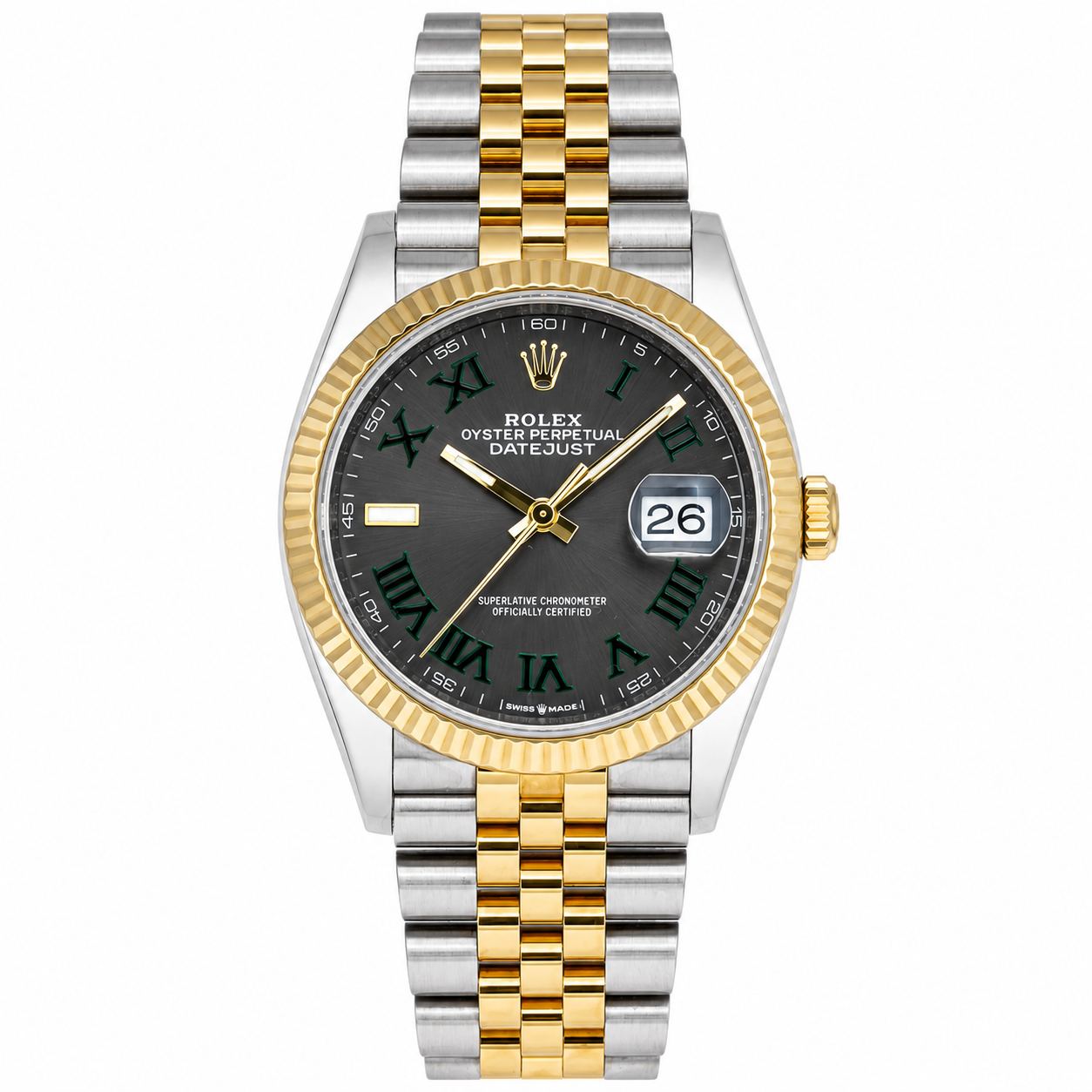 ROLEX DATEJUST 36MM 126233 WIMBLEDON DIAL FLUTED BEZEL JUBILEE BRACELET