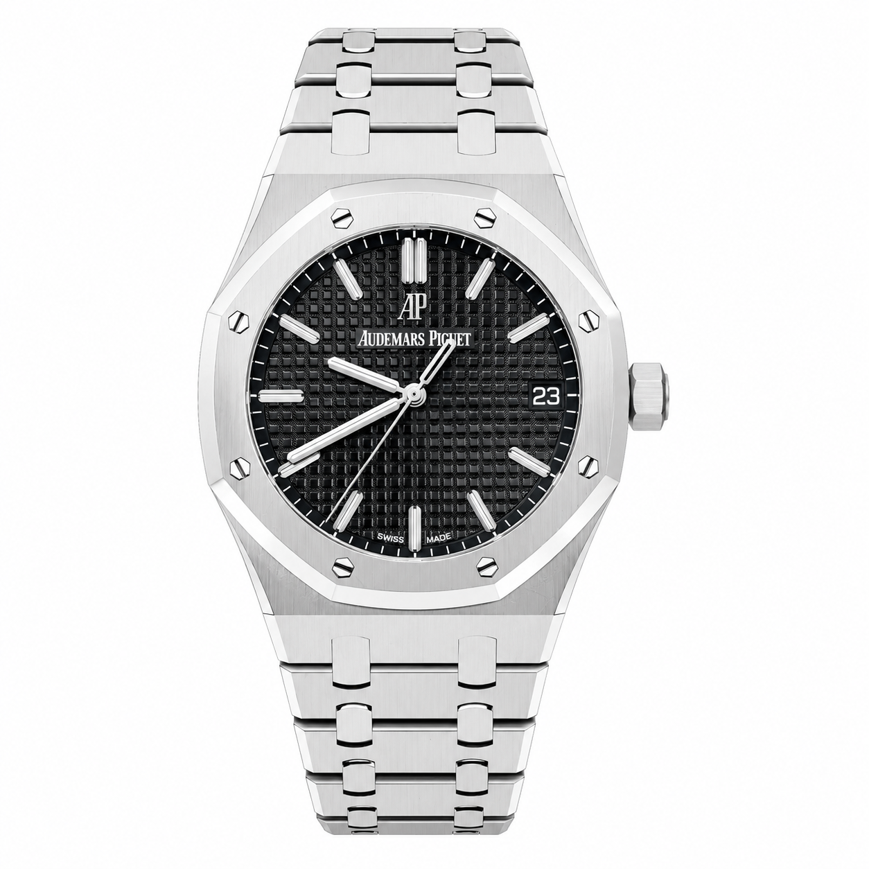 AUDEMARS PIGUET ROYAL OAK SELFWINDING 41MM BLACK GRANDE TAPISSERIE DIAL STAINLESS STEEL BRACELET REF. 15500ST.OO.1220ST.03