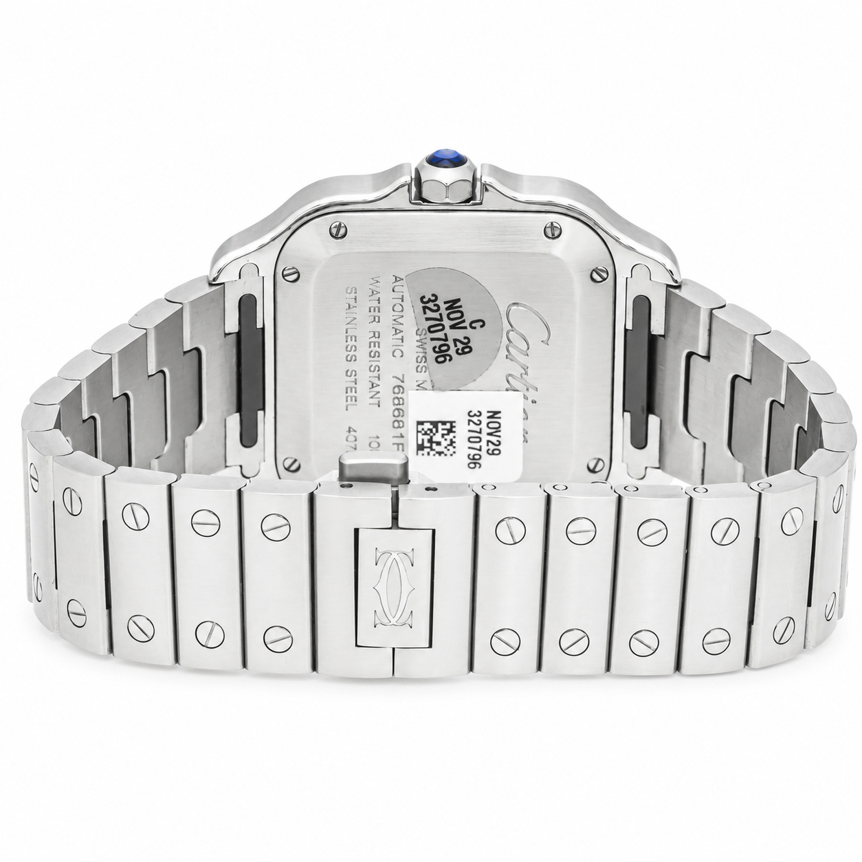 CARTIER SANTOS DE CARTIER MEDIUM AUTOMATIC WHITE DIAL STAINLESS STEEL WATCH