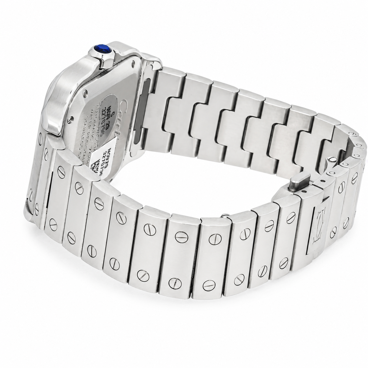 CARTIER SANTOS DE CARTIER MEDIUM AUTOMATIC WHITE DIAL STAINLESS STEEL WATCH