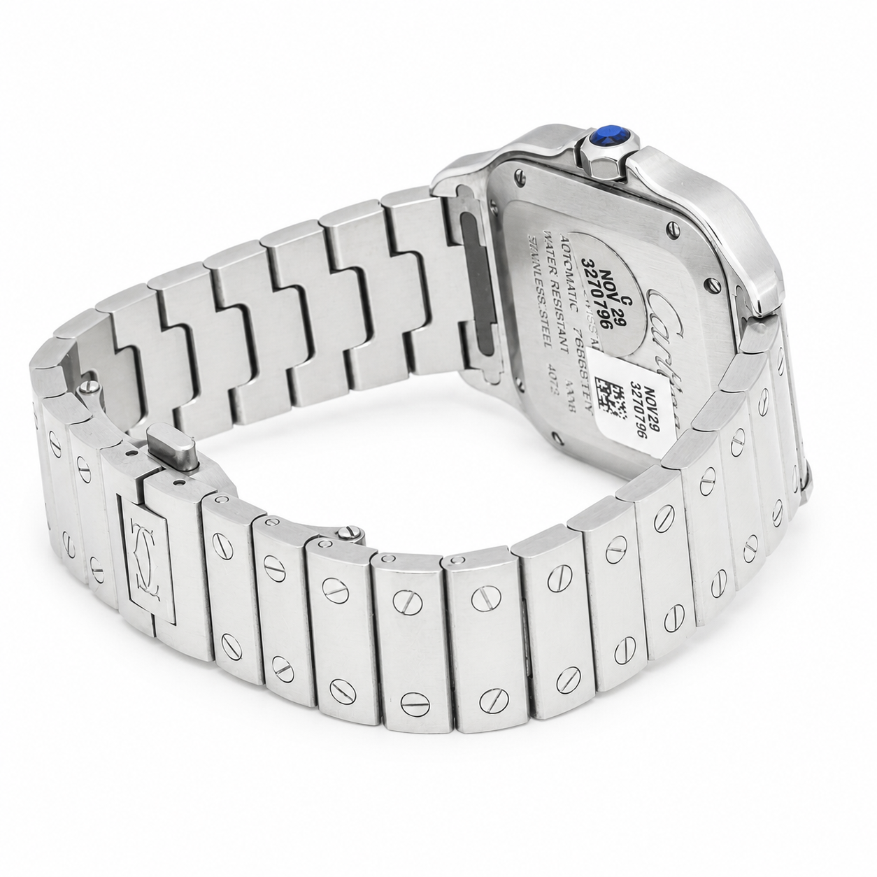 CARTIER SANTOS DE CARTIER MEDIUM AUTOMATIC WHITE DIAL STAINLESS STEEL WATCH