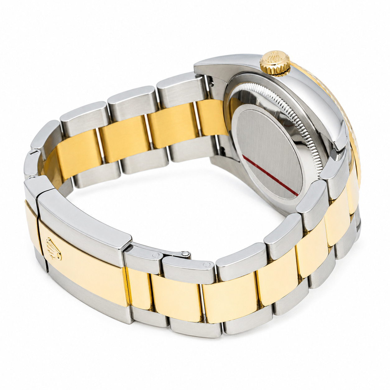 ROLEX DATEJUST 36 BLACK CONCENTRIC ROMAN DIAL 18K YELLOW GOLD & STAINLESS STEEL WATCH 116233