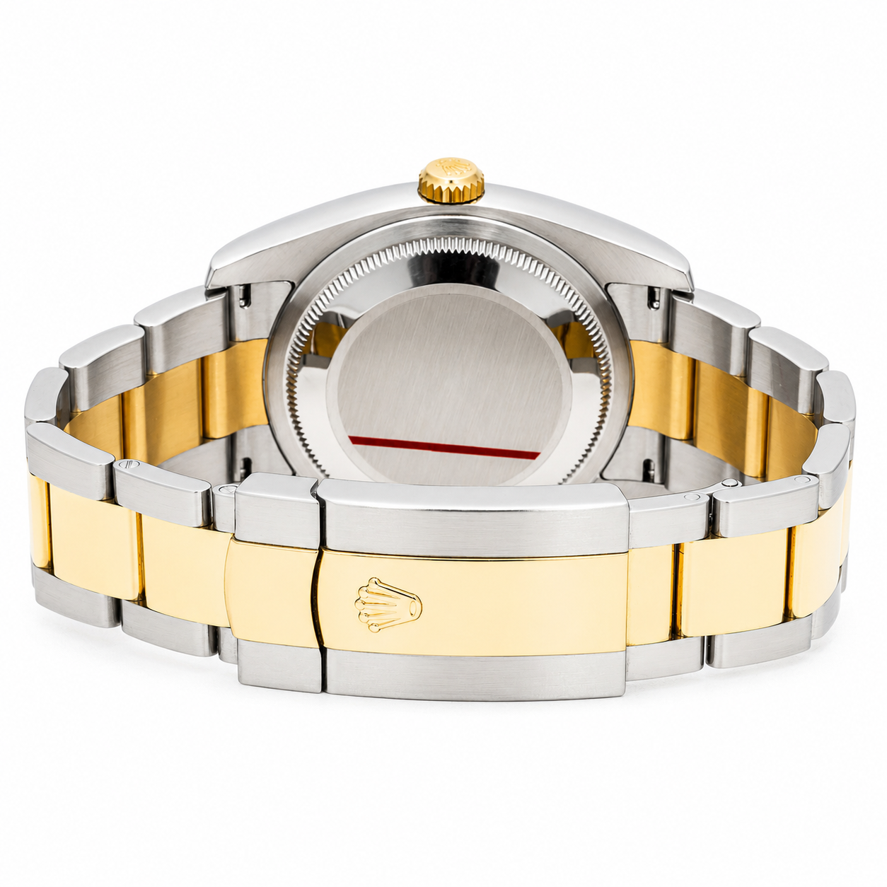 ROLEX DATEJUST 36 BLACK CONCENTRIC ROMAN DIAL 18K YELLOW GOLD & STAINLESS STEEL WATCH 116233