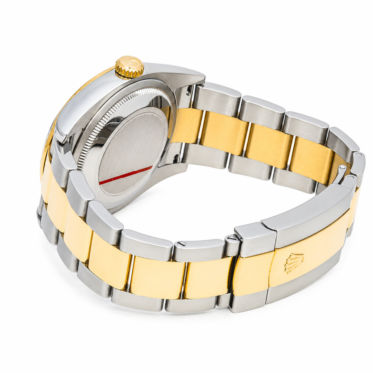 ROLEX DATEJUST 36 BLACK CONCENTRIC ROMAN DIAL 18K YELLOW GOLD & STAINLESS STEEL WATCH 116233