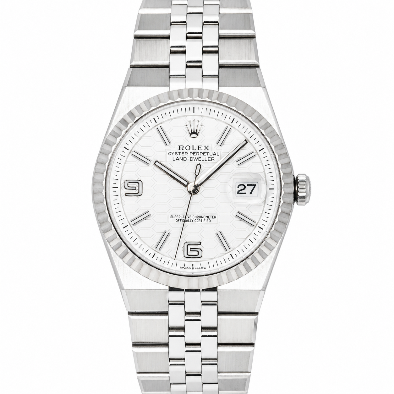ROLEX LAND-DWELLER 40MM  WHITE HONEYCOMB DIAL 127334
