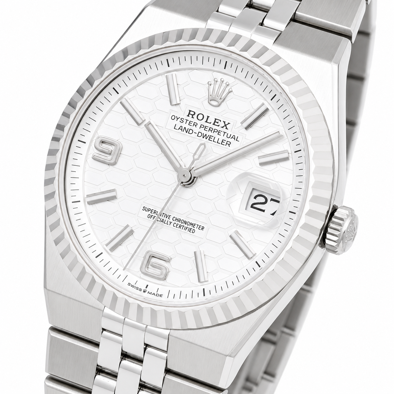 ROLEX LAND-DWELLER 40MM  WHITE HONEYCOMB DIAL 127334