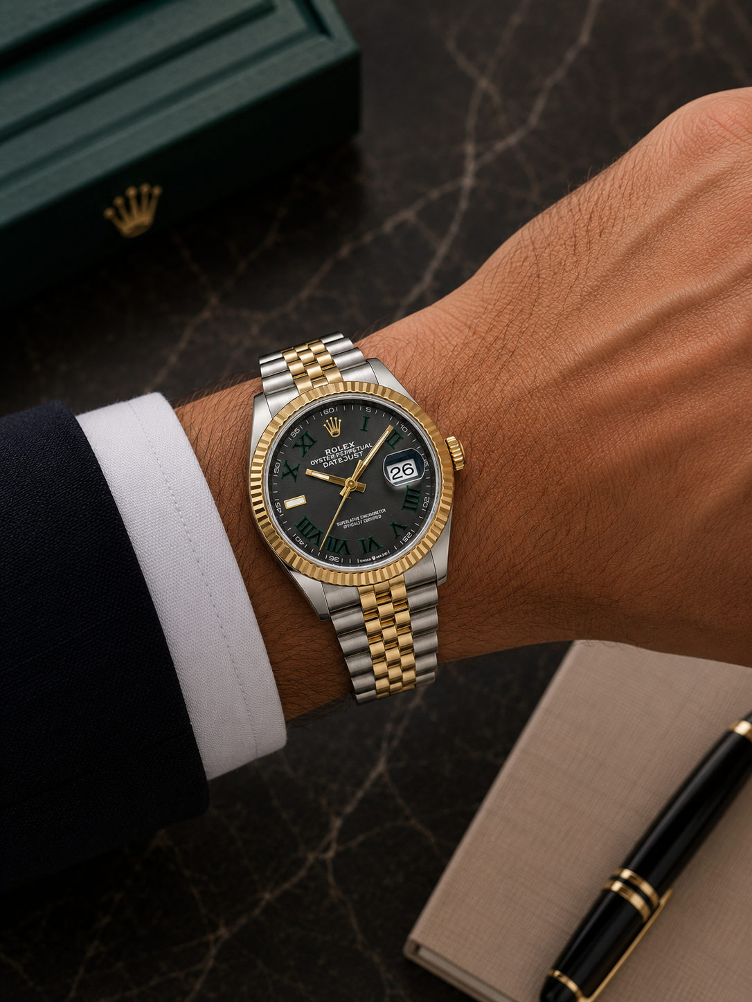 ROLEX DATEJUST 36MM 126233 WIMBLEDON DIAL FLUTED BEZEL JUBILEE BRACELET