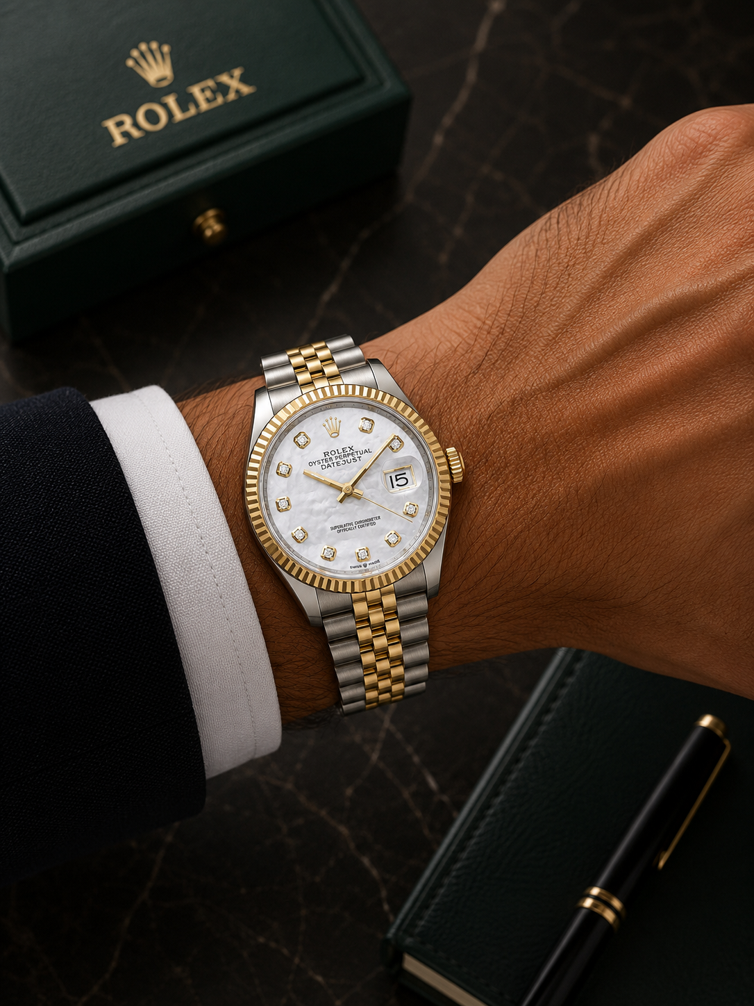 ROLEX DATEJUST 36MM 126233 MOTHER OF PEARL DIAMOND DIAL FLUTED BEZEL JUBILEE BRACELET