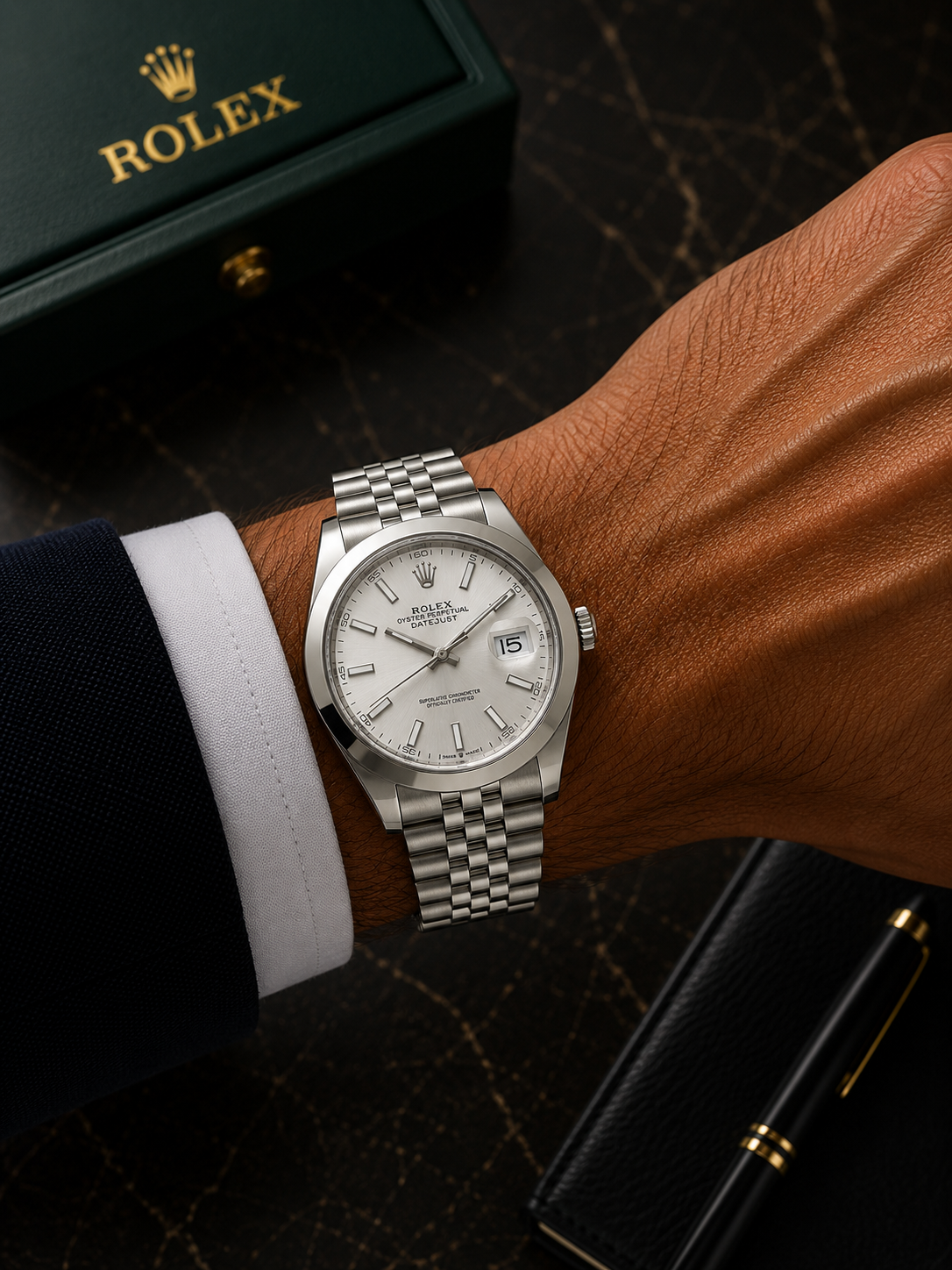 ROLEX DATEJUST 41MM 126300 SILVER INDEX DIAL SMOOTH BEZEL JUBILEE BRACELET