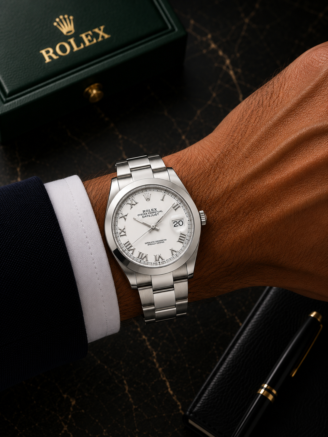 ROLEX DATEJUST 41MM 126300 WHITE ROMAN DIAL SMOOTH BEZEL OYSTER BRACELET