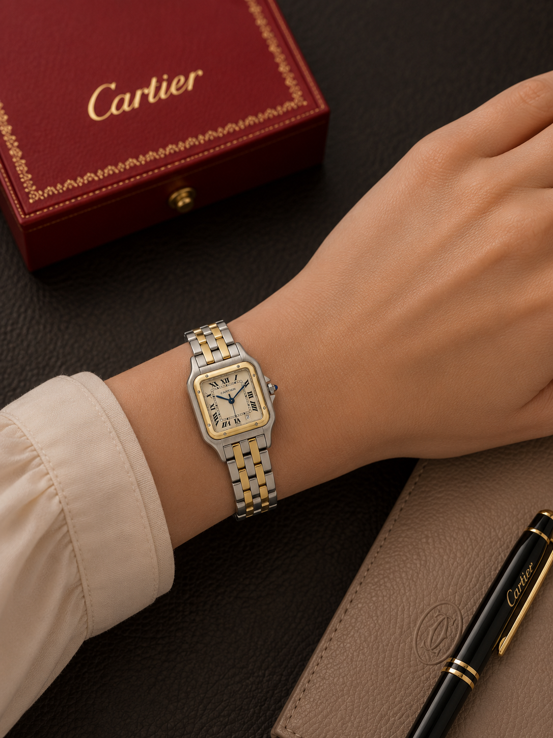 CARTIER PANTHERE 187949 TWO TONE IVORY ROMAN DIAL