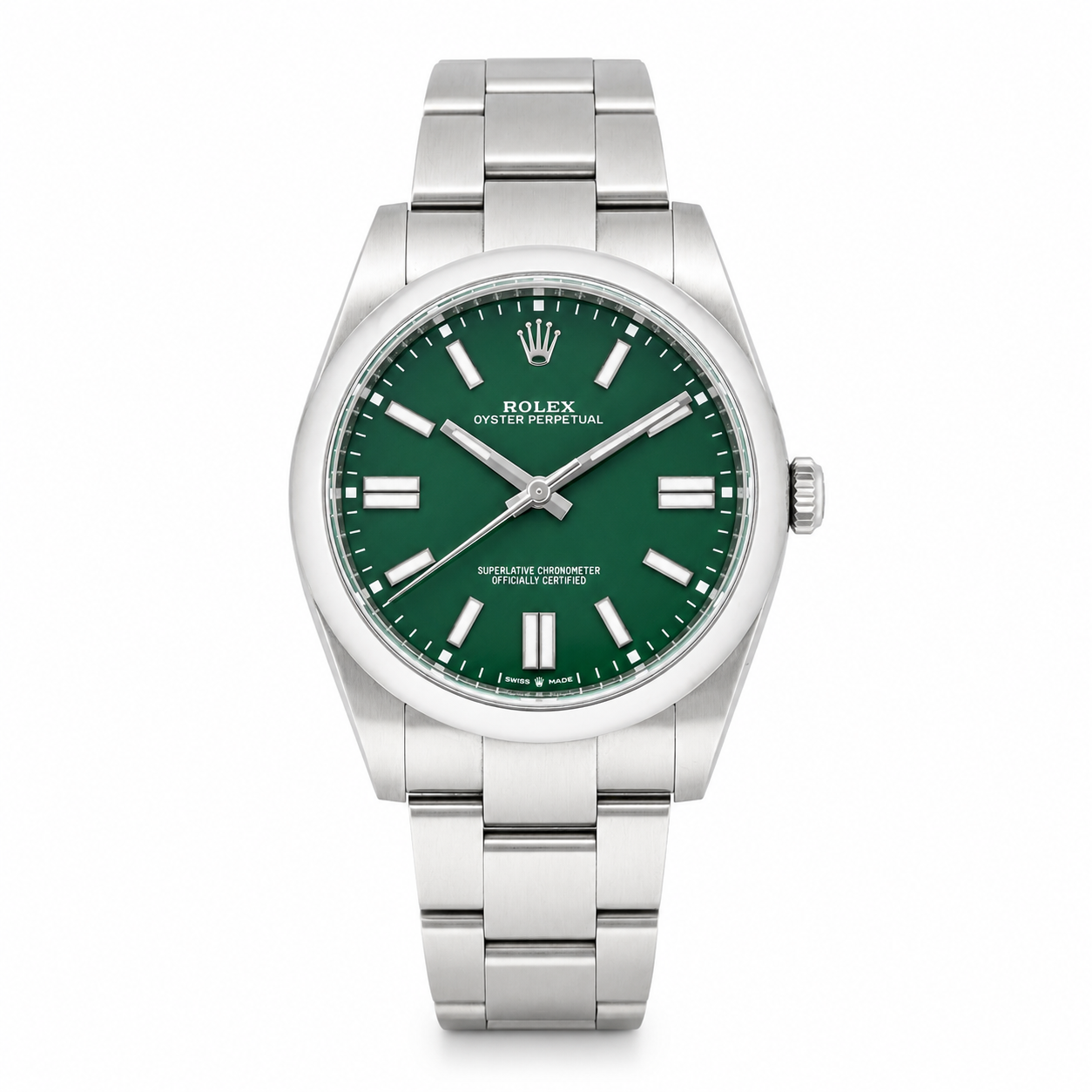 ROLEX OYSTER PERPETUAL 41MM GREEN DIAL STAINLESS STEEL WATCH 124300