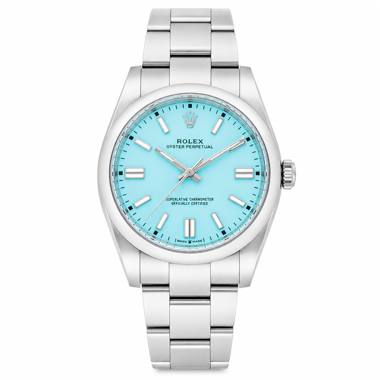 ROLEX OYSTER PERPETUAL 36MM TURQUOISE BLUE DIAL STAINLESS STEEL WATCH 126000