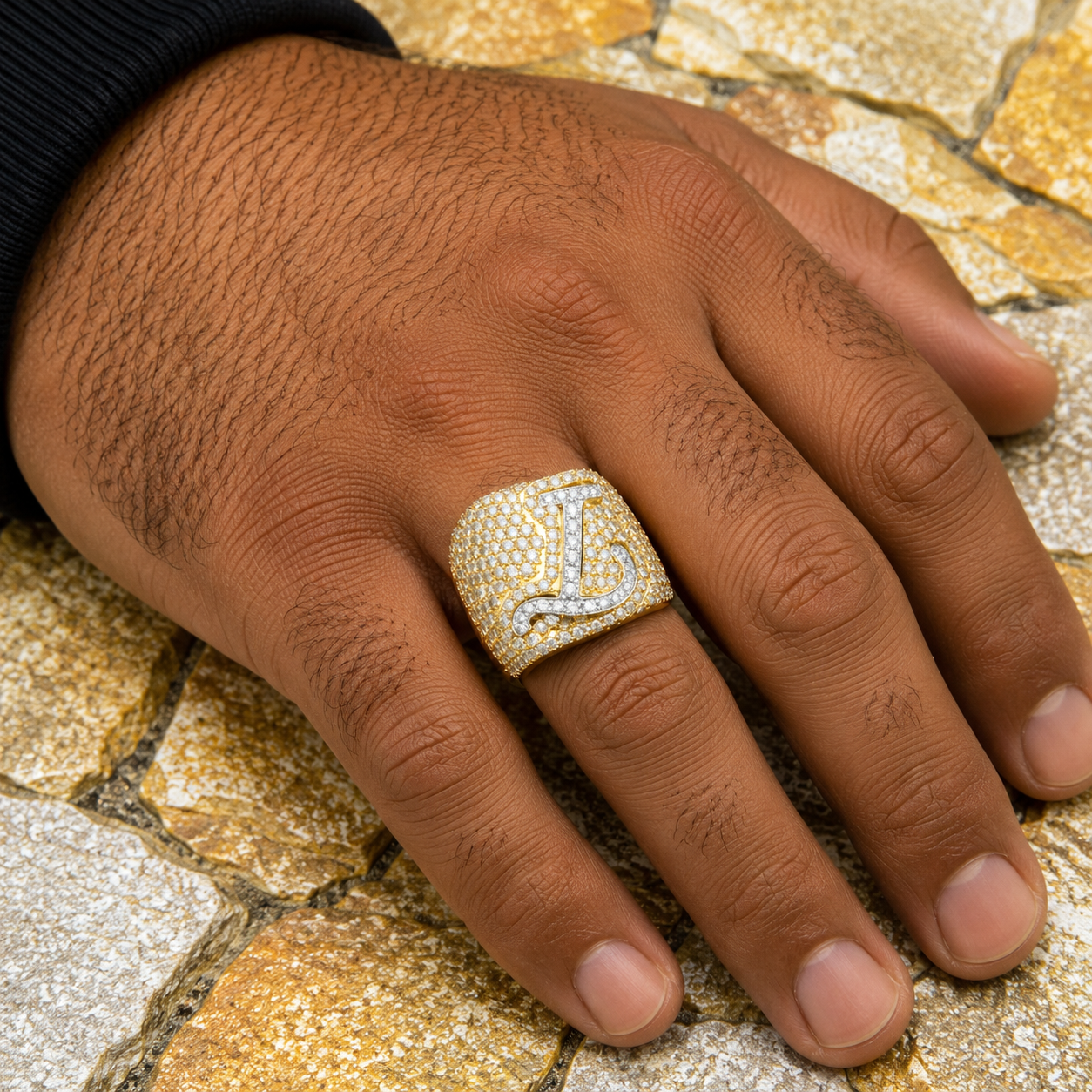 10K GOLD DIAMOND INITIAL LETTER L STATEMENT RING 2.75 CT
