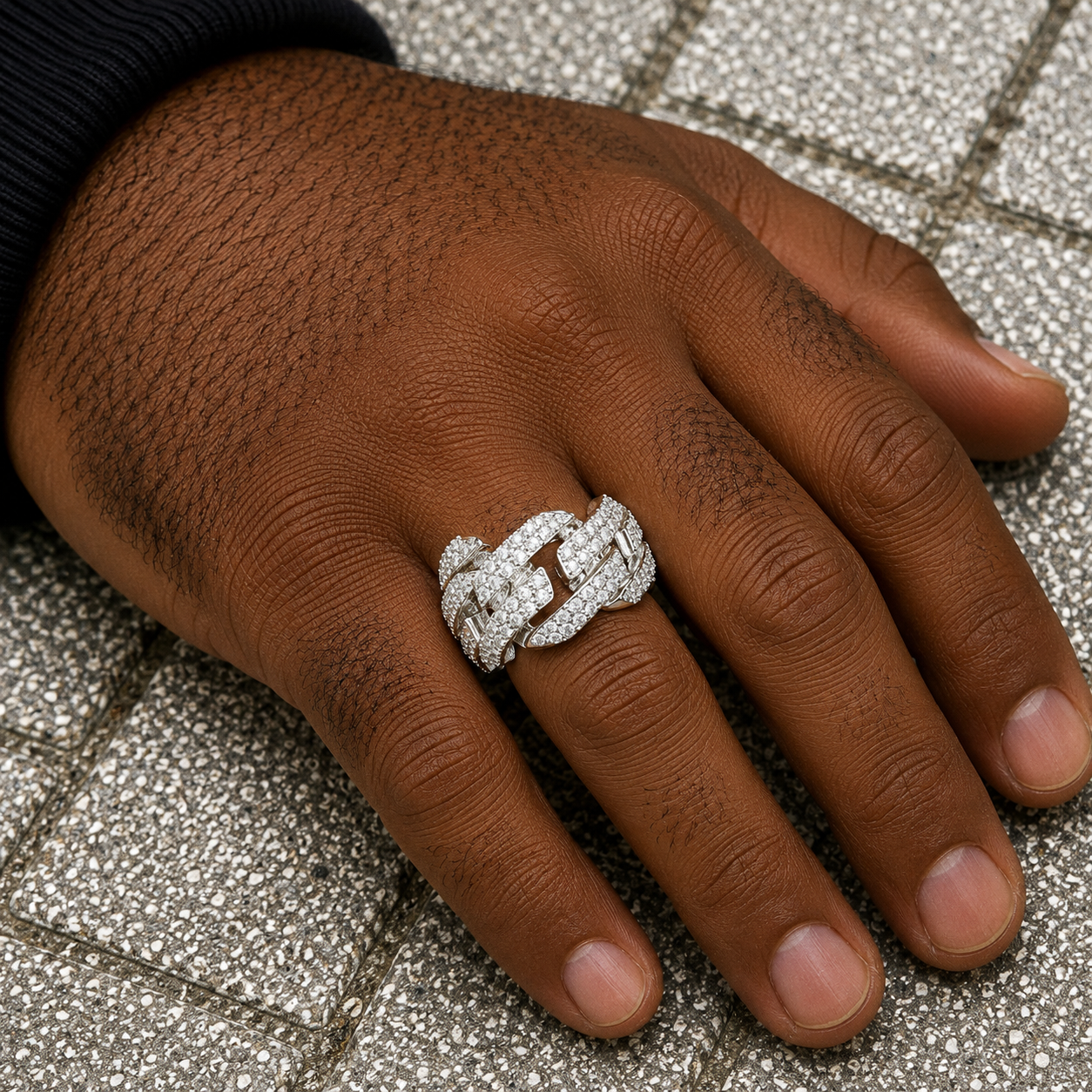 14K GOLD DIAMOND CUBAN LINK RING 1.10 CT