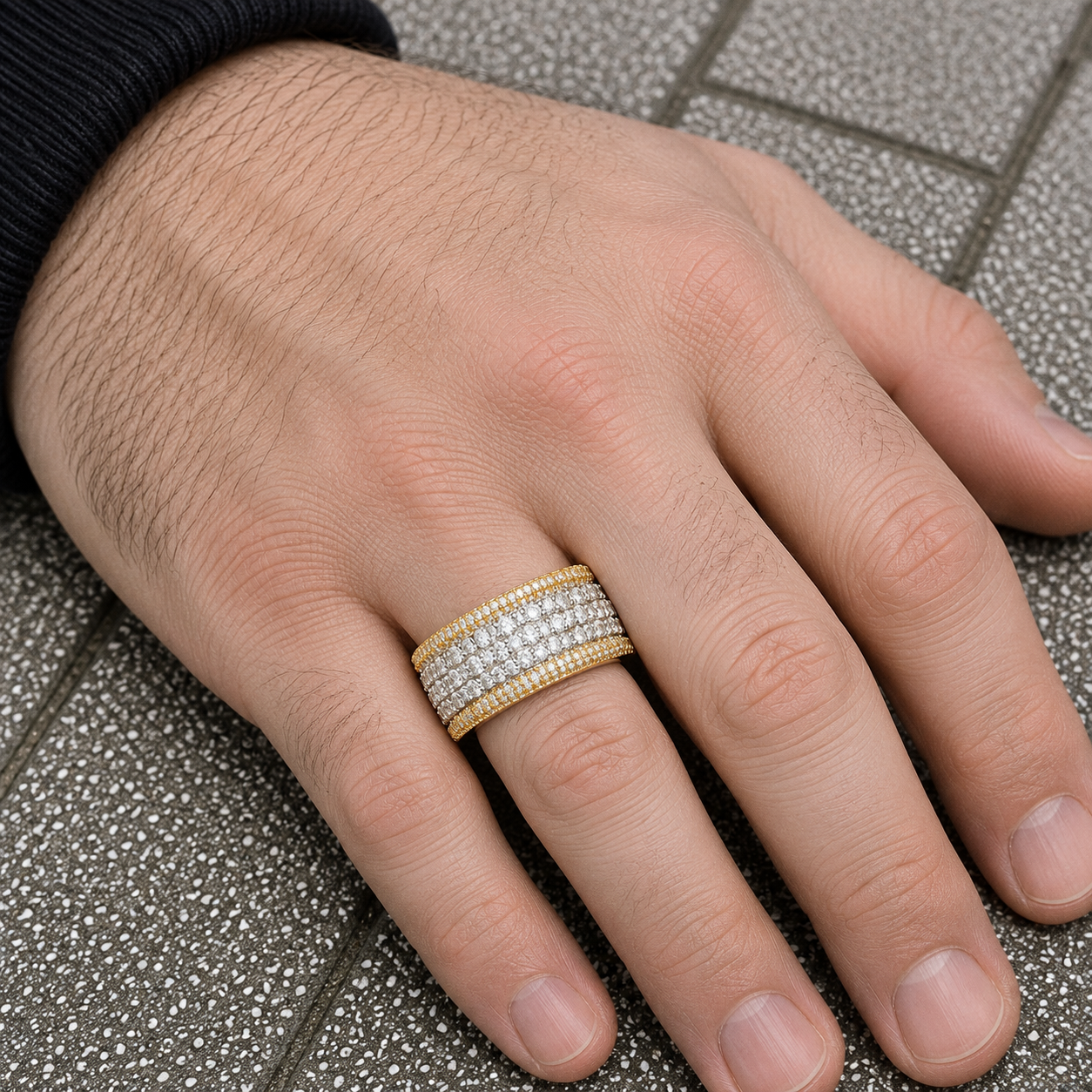 14K GOLD DIAMOND MULTIROW CLUSTER RING 1.58 CT