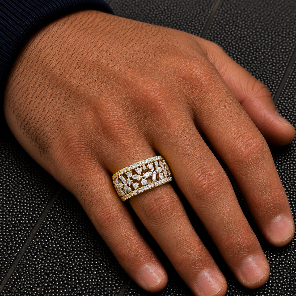 14K GOLD MULTI SHAPE DIAMOND STATEMENT RING 1.20 CT