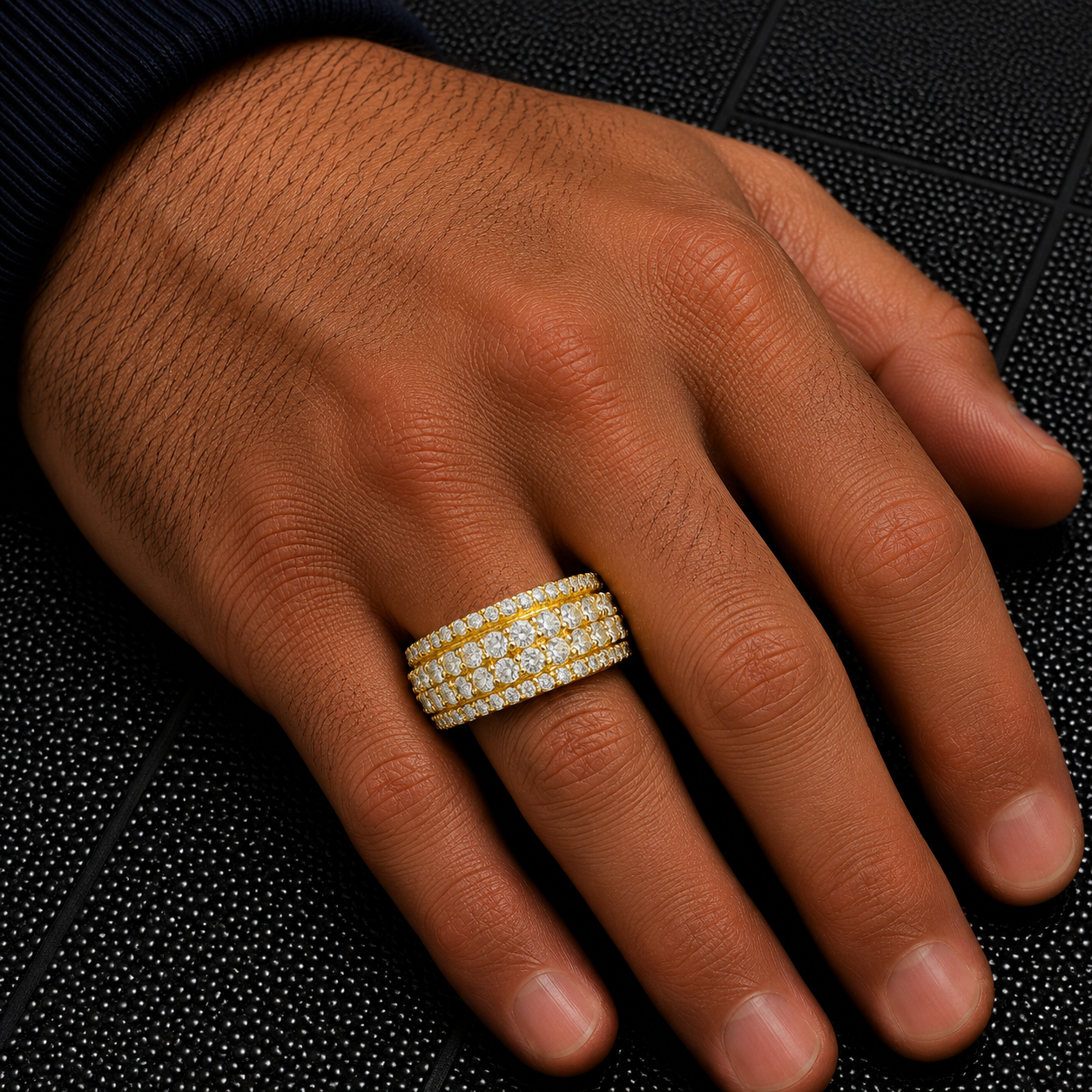 14K GOLD ROUND DIAMOND CLUSTER STATEMENT BAND RING 2.91 CT