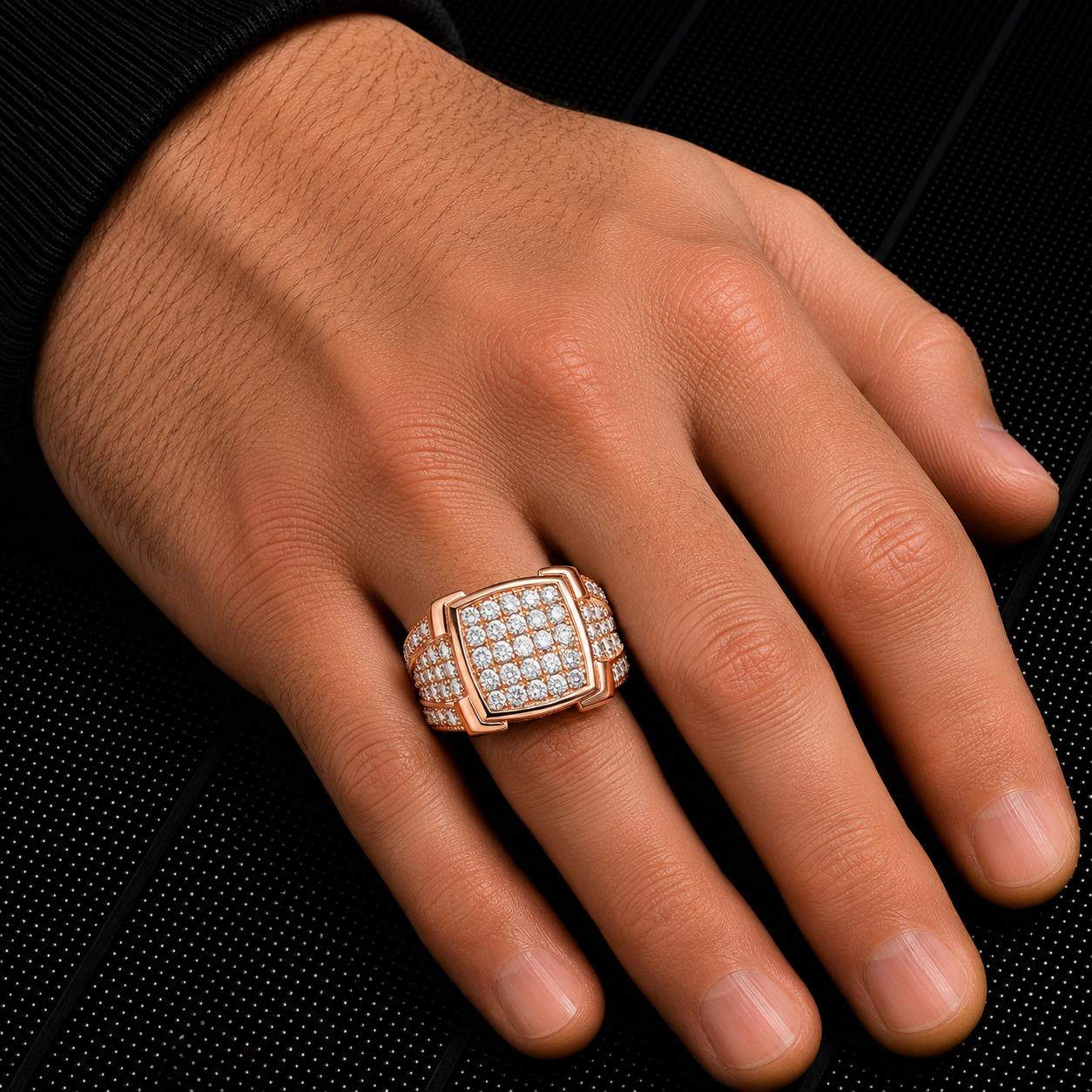 Unisex 14K Yellow/ Rose Gold Fancy Diamond Ring