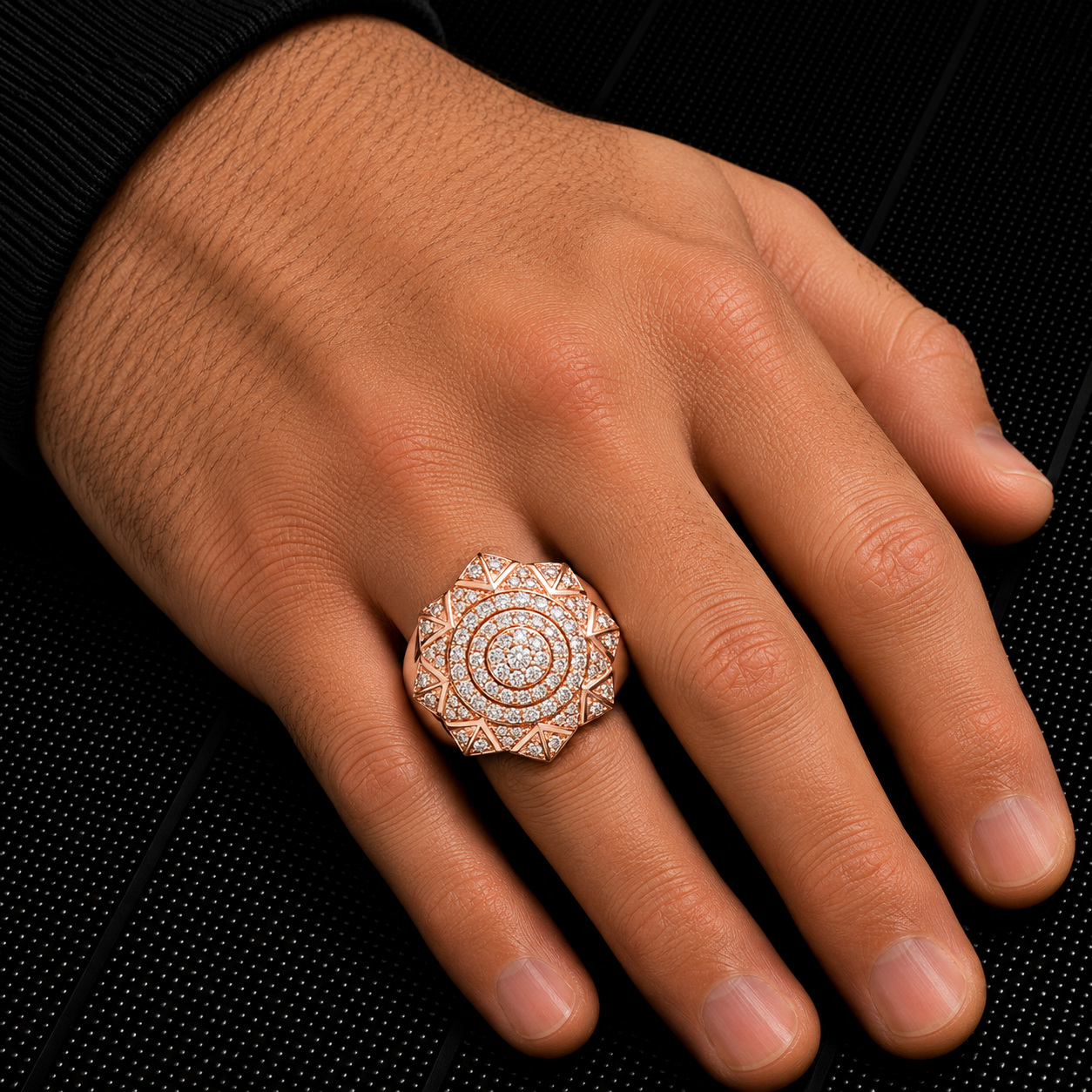 Unisex 14K Yellow/ Rose Gold Fancy Diamond Ring