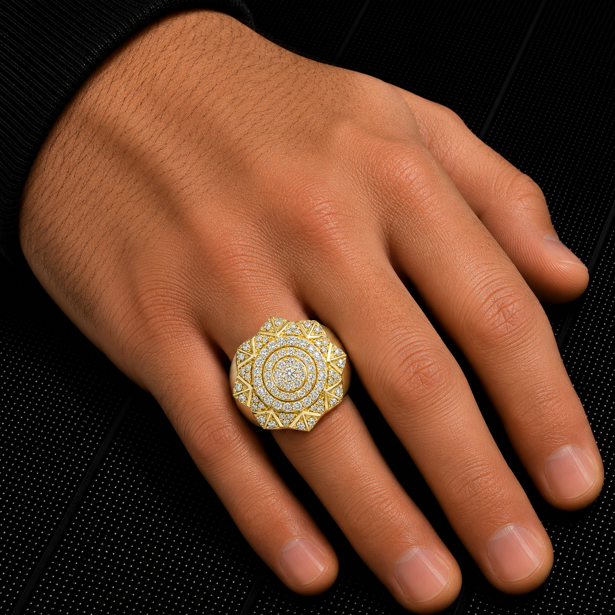 Unisex 14K Yellow/ Rose Gold Fancy Diamond Ring