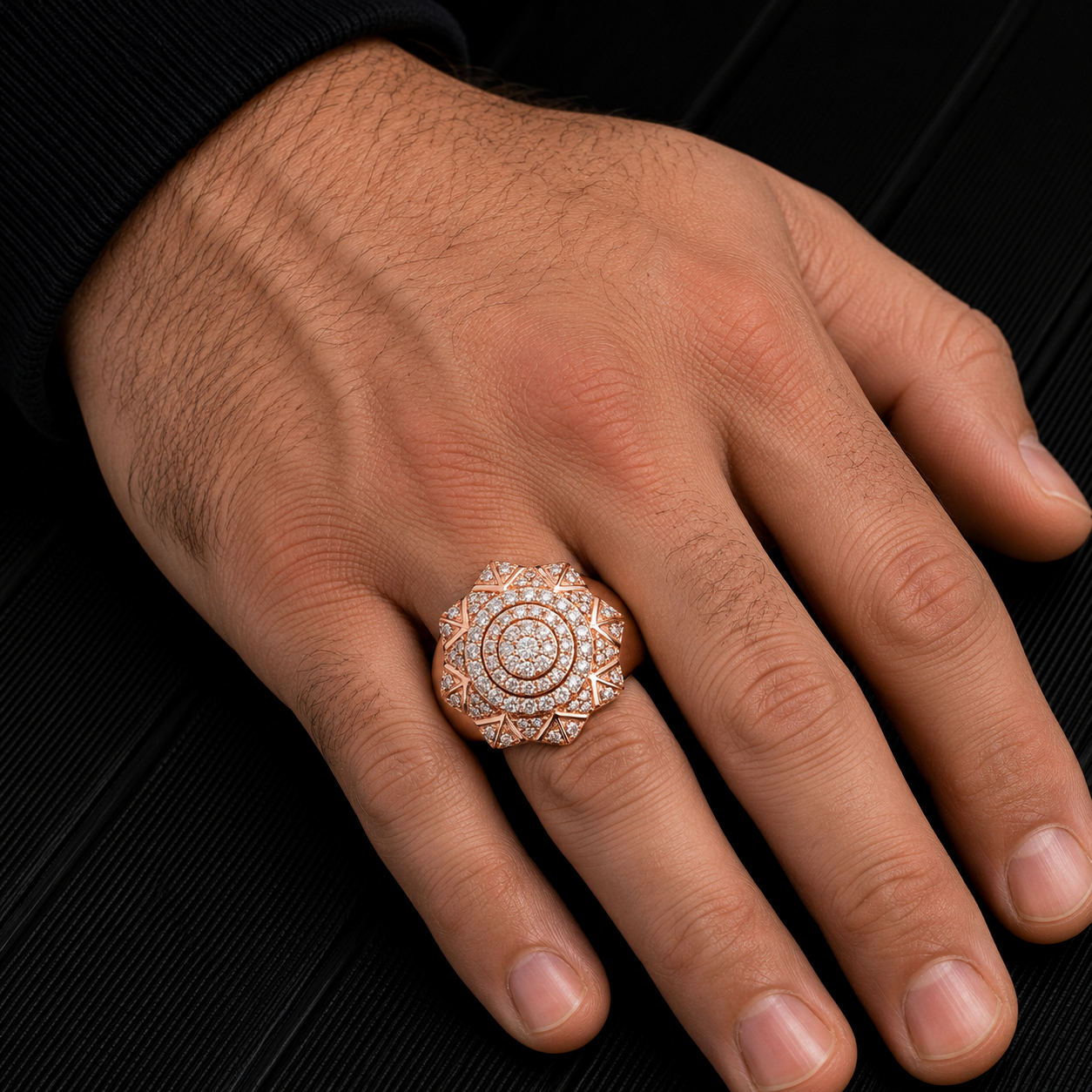 Unisex 14K Yellow/ Rose Gold Fancy Diamond Ring