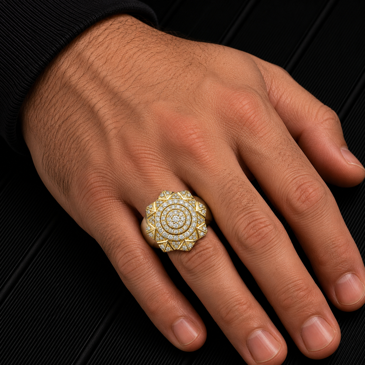 Unisex 14K Yellow/ Rose Gold Fancy Diamond Ring