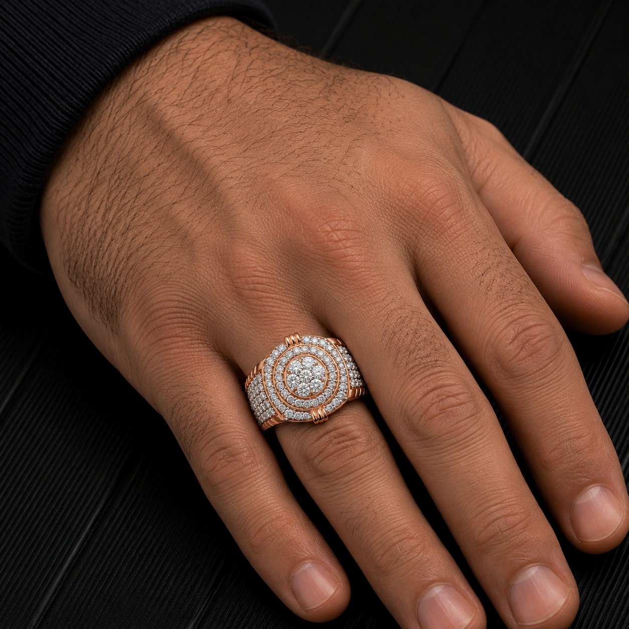 Unisex 14K Yellow/ Rose Gold Fancy Diamond Ring.