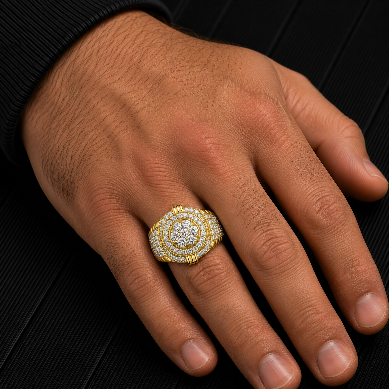 Unisex 14K Yellow/ Rose Gold Fancy Diamond Ring.