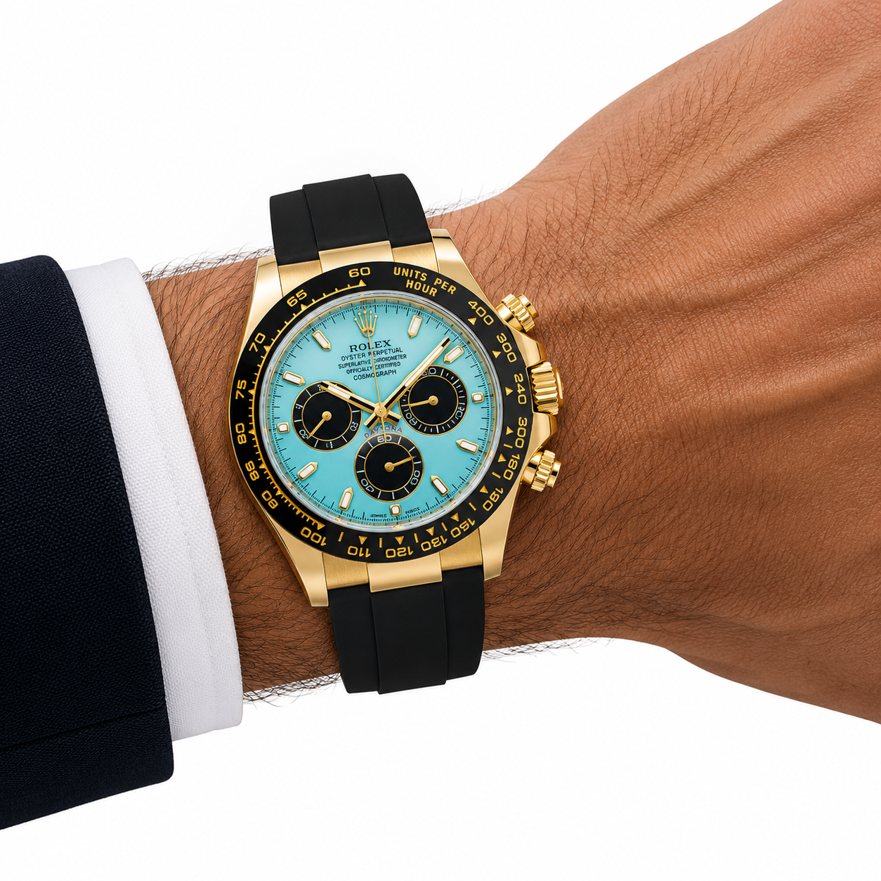 ROLEX DAYTONA 40MM 126518LN YELLOW GOLD BLACK CERAMIC BEZEL OYSTERFLEX BRACELET