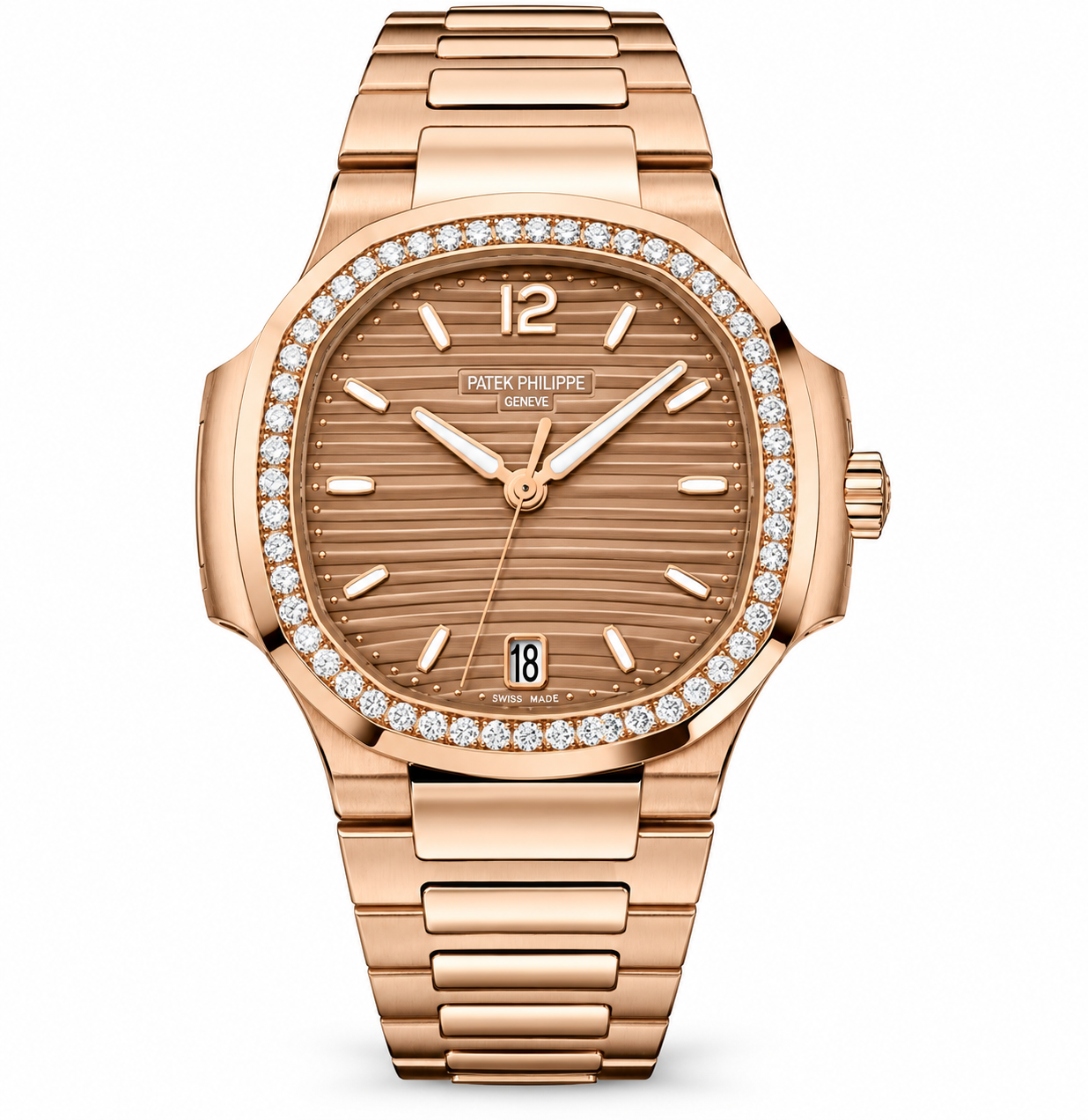 Patek Philippe Nautilus 35.2MM 7118/1200R-010 Brown Opaline Dial Rose Gold Bezel 18K Rose Gold Bracelet
