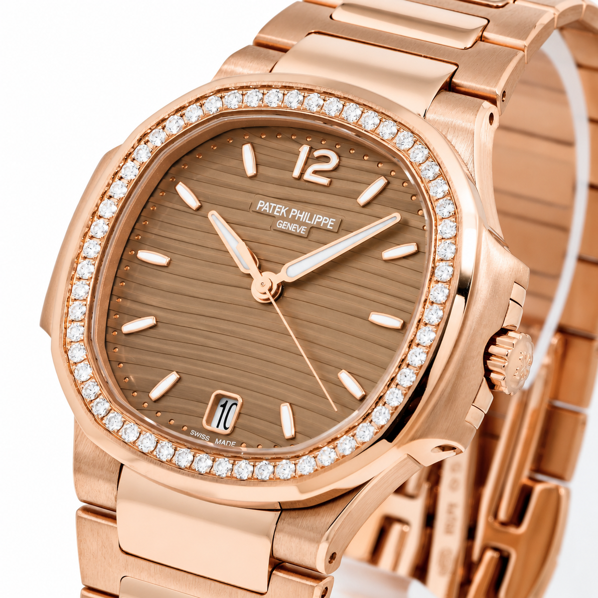 Patek Philippe Nautilus 35.2MM 7118/1200R-010 Brown Opaline Dial Rose Gold Bezel 18K Rose Gold Bracelet