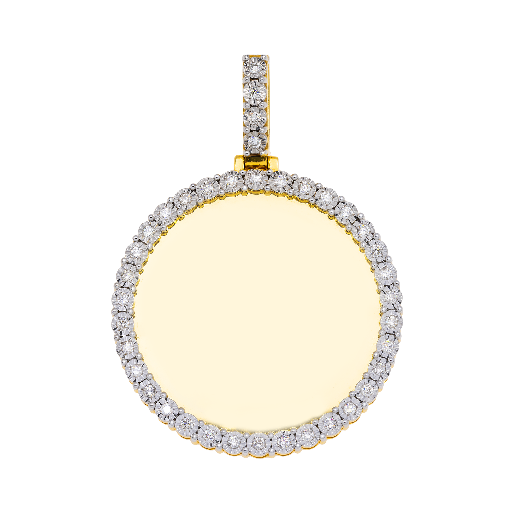 10K GOLD ROUND DIAMOND CIRCLE PICTURE PENDANT 0.93 CT