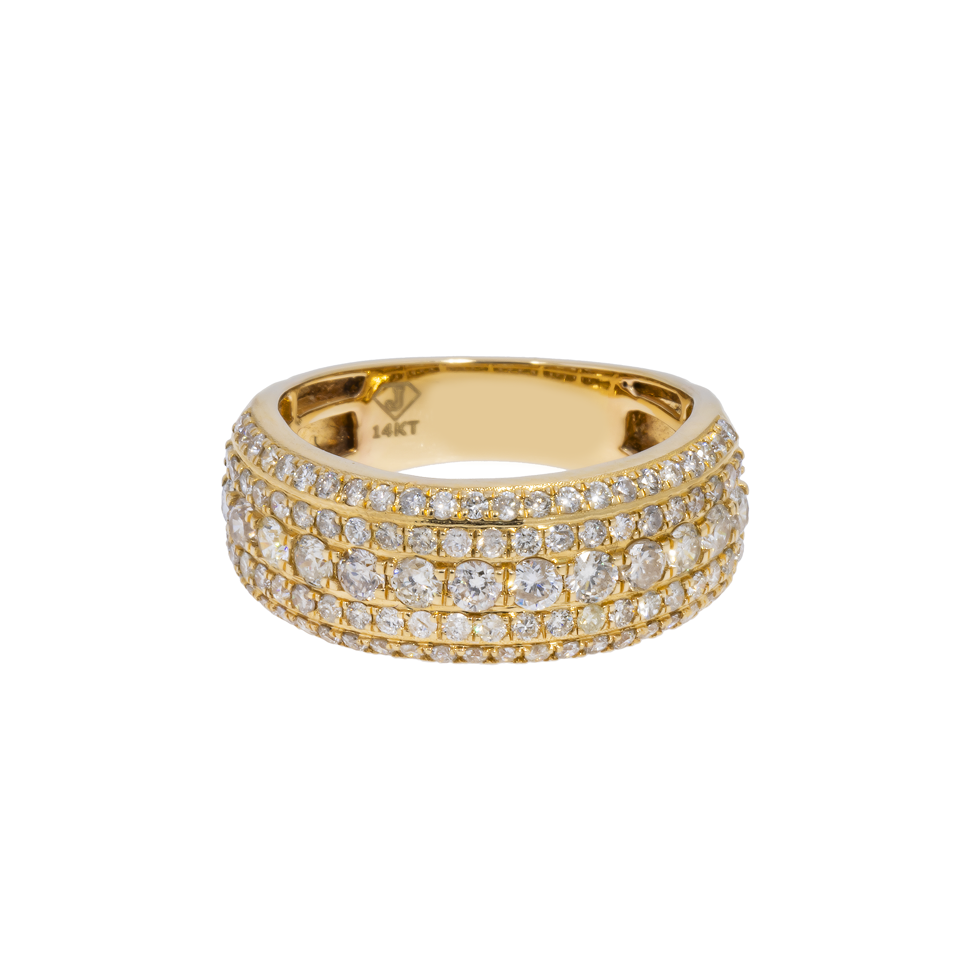 14K GOLD ROUND DIAMOND STATEMENT BAND RING 2.24 CT