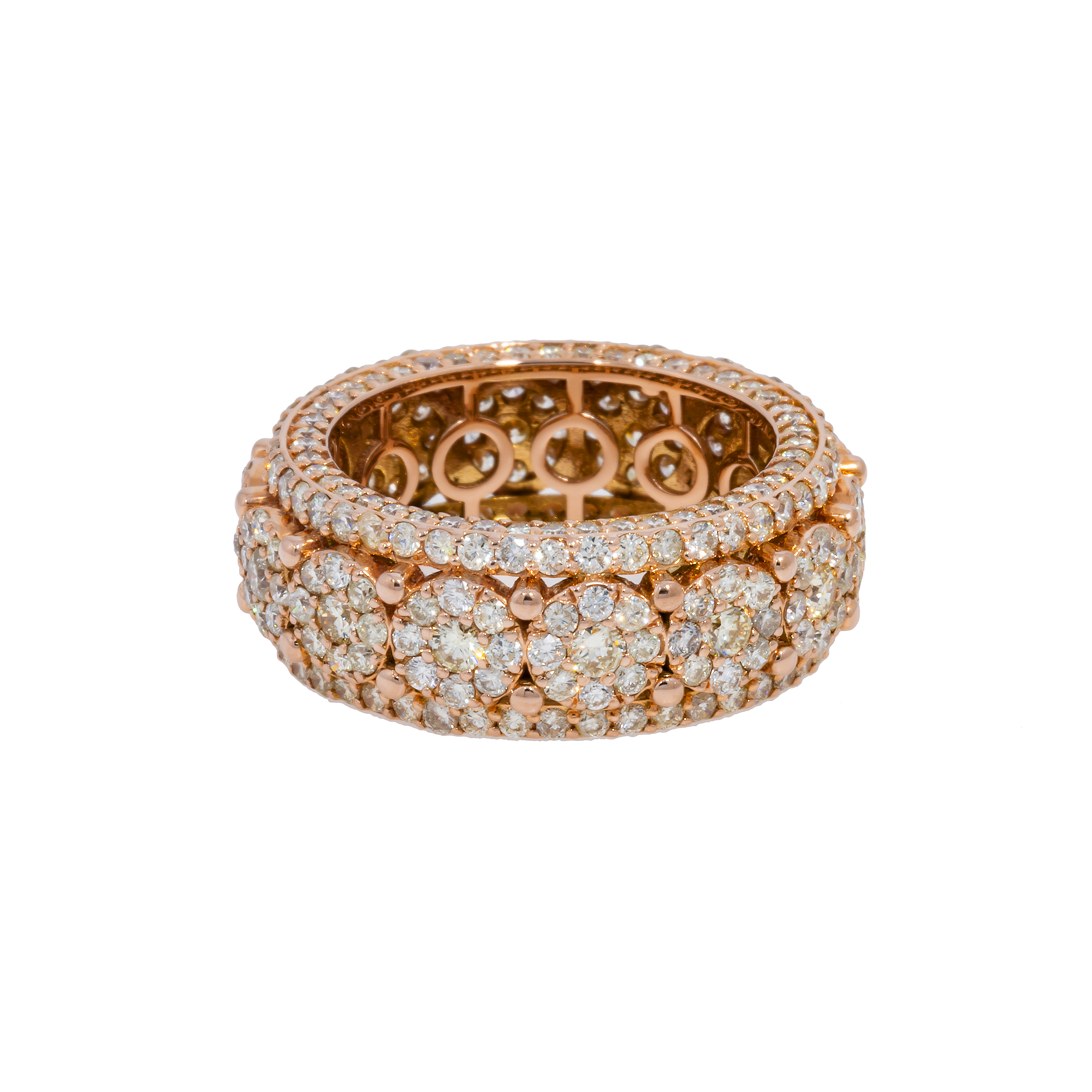 14K GOLD ROUND DIAMOND CLUSTER STATEMENT BAND RING 6.28 CT