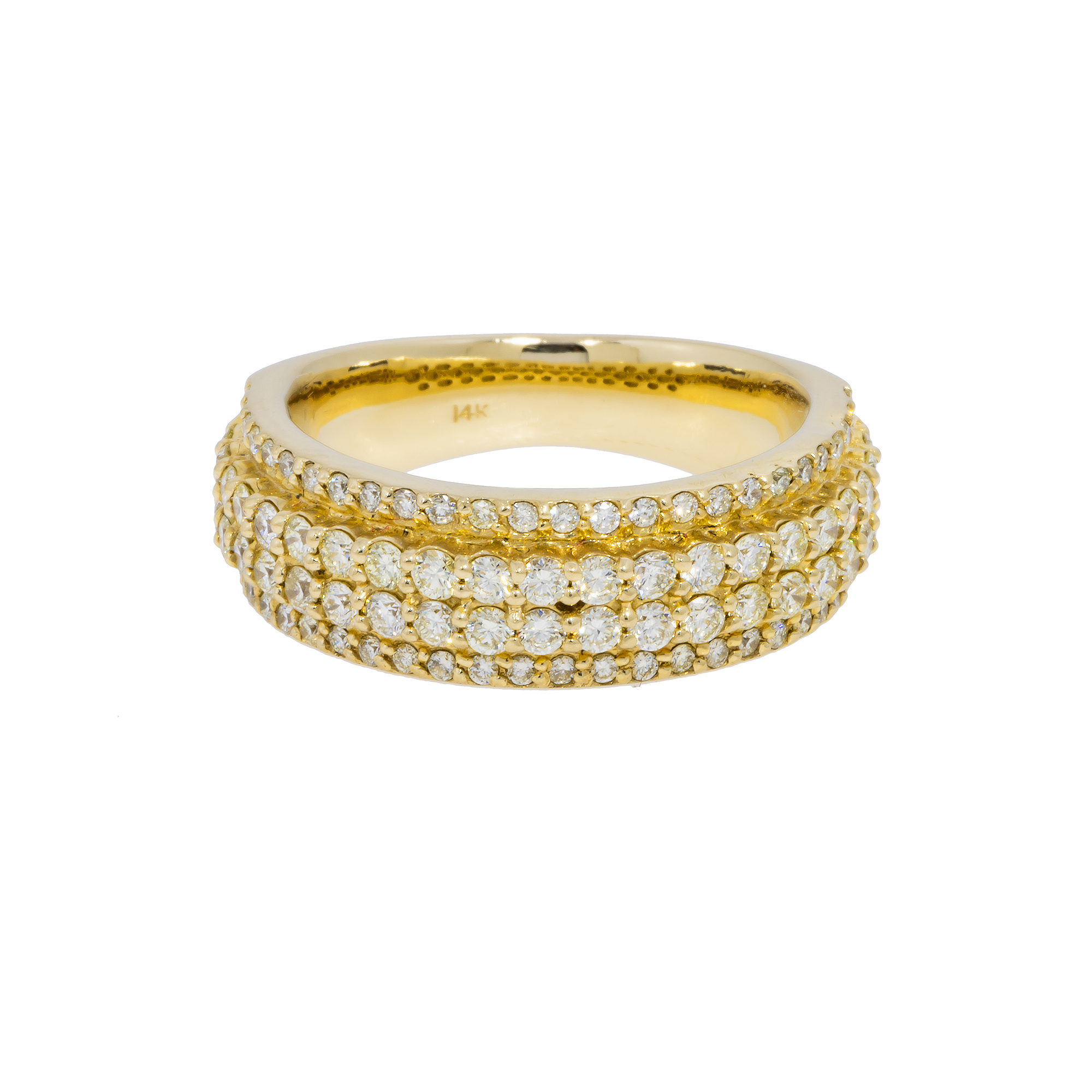 14K GOLD ROUND DIAMOND CLUSTER STATEMENT BAND RING 2.91 CT