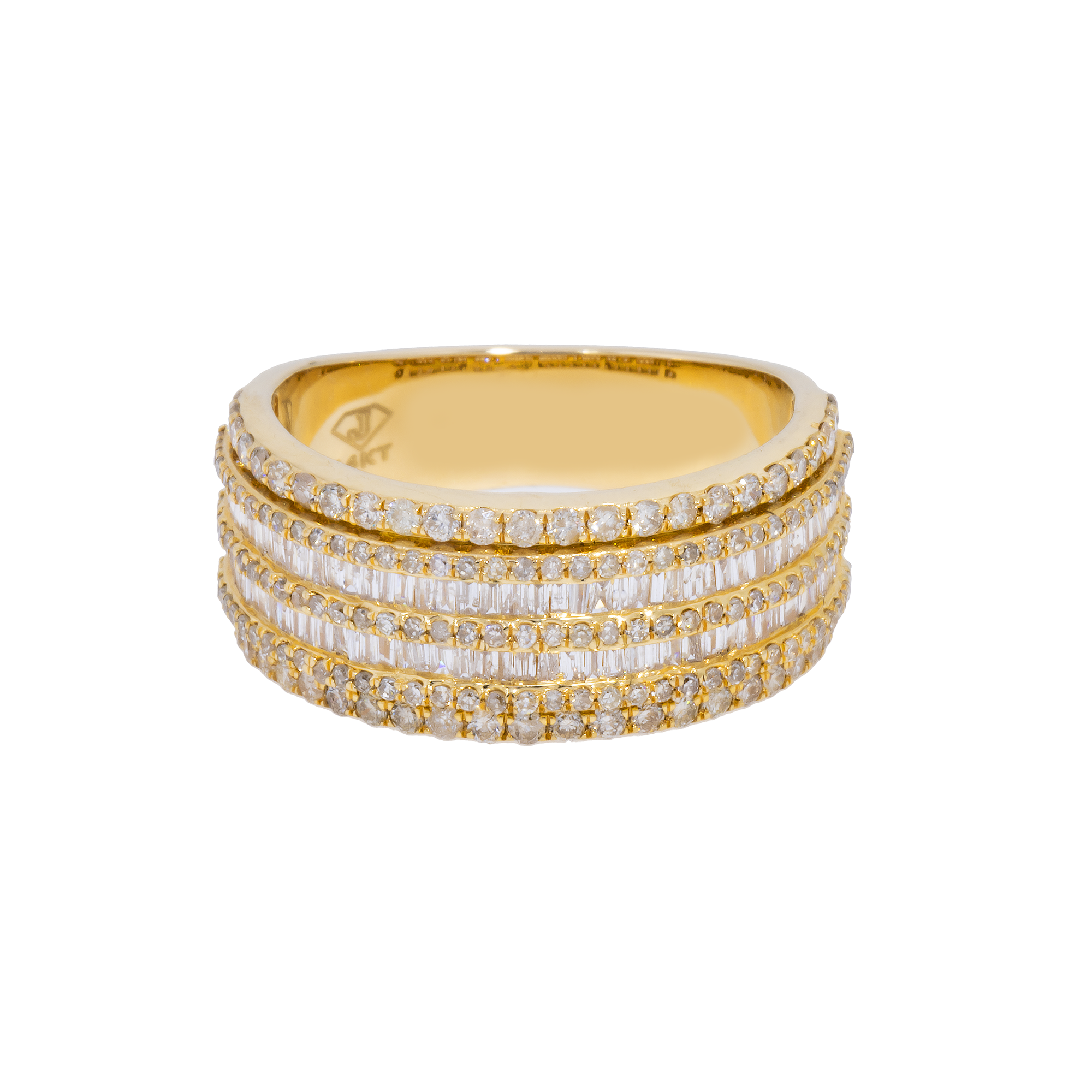 14K GOLD ROUND AND BAGUETTE DIAMOND STATEMENT RING 2.00 CT