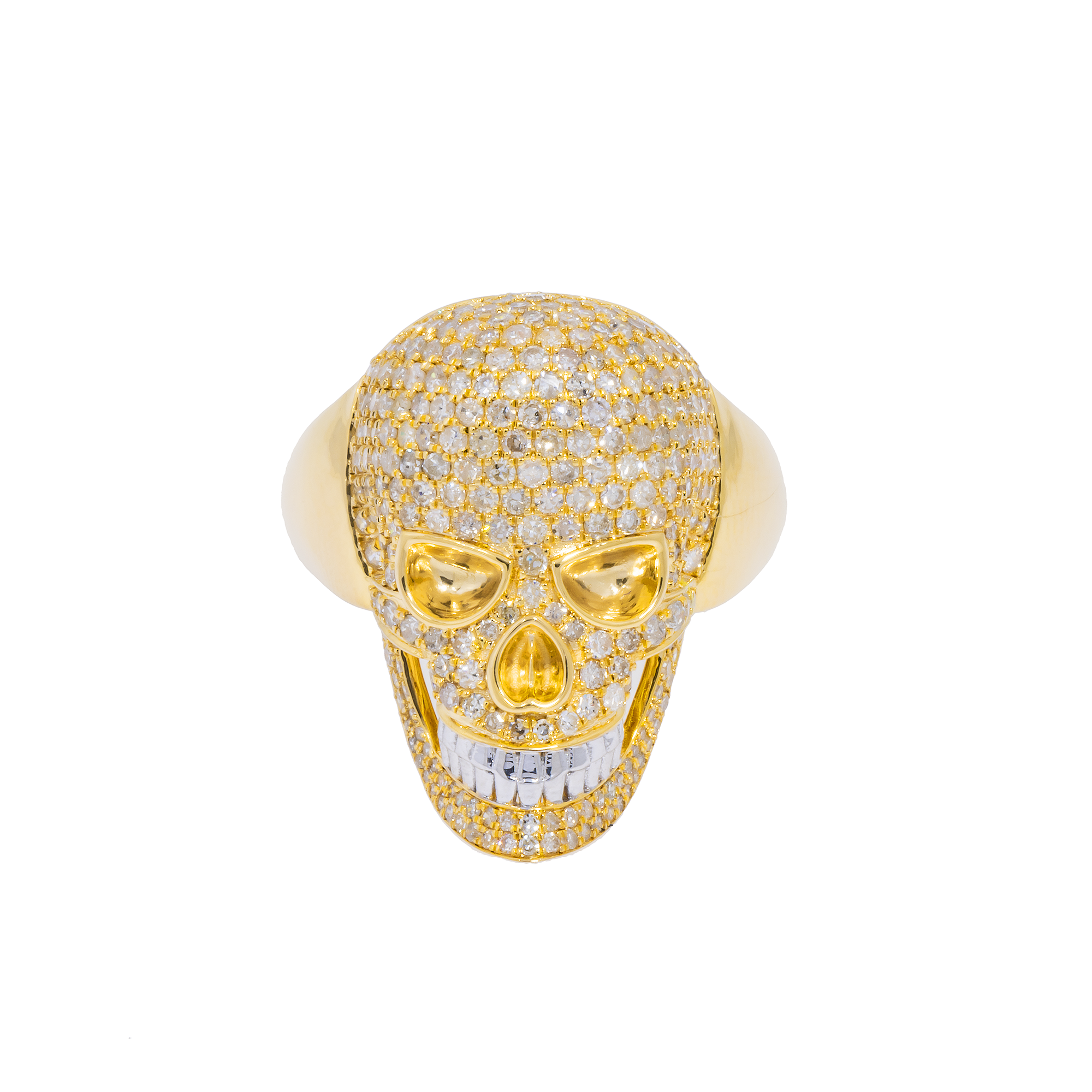 14K GOLD DIAMOND BLACK AND WHITE SKULL RING 2.50 CT