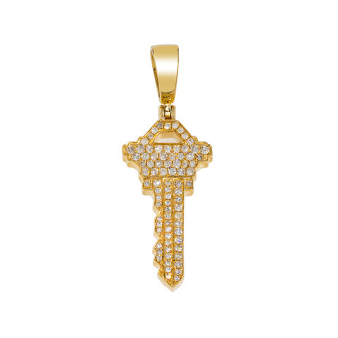 14K GOLD ROUND DIAMOND HOUSE KEY PENDANT 0.48 CT