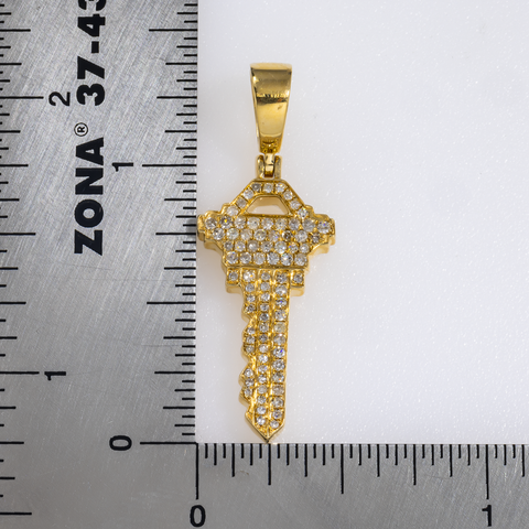 14K GOLD ROUND DIAMOND HOUSE KEY PENDANT 0.48 CT