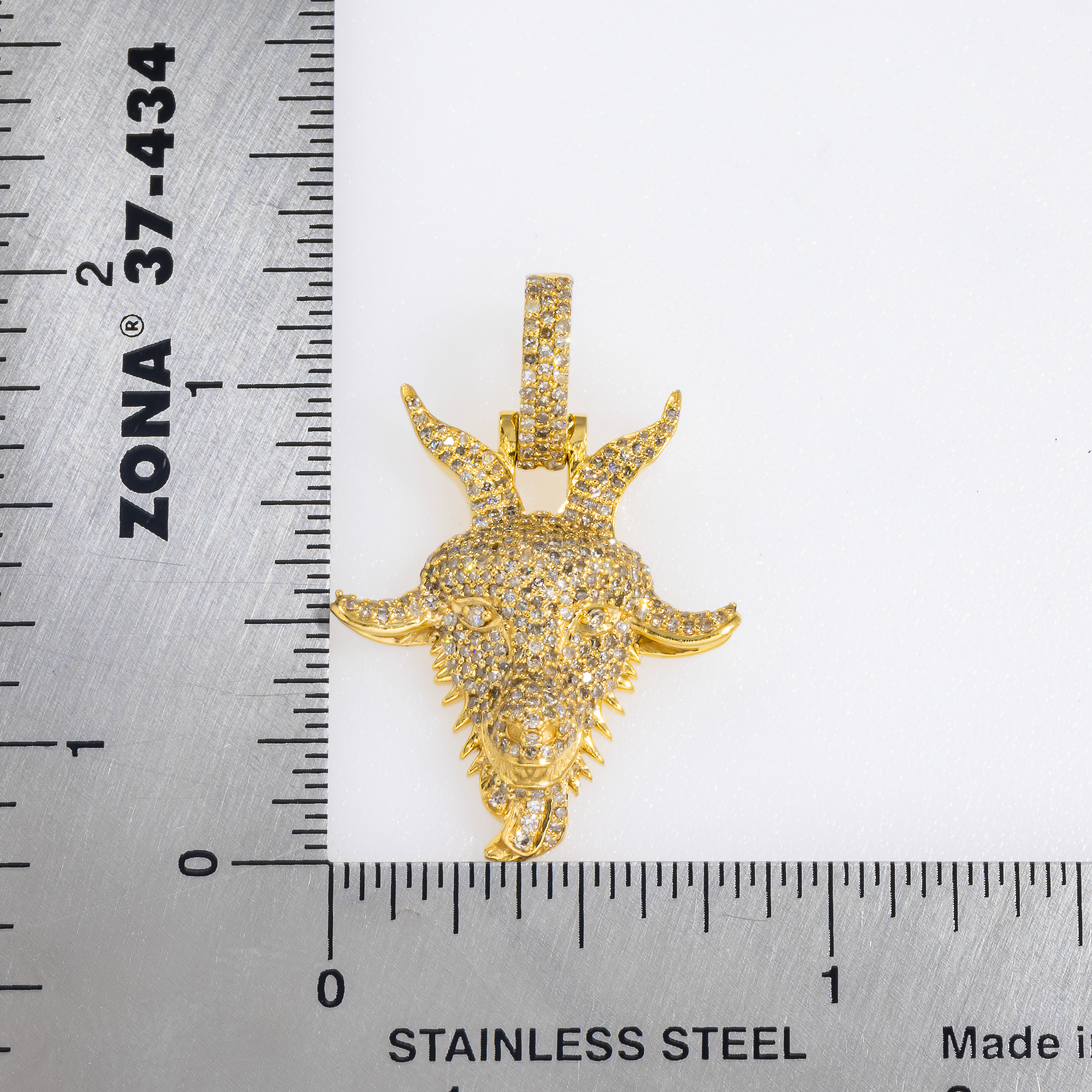 14K GOLD DIAMOND GOAT HEAD PENDANT 1.11 CT