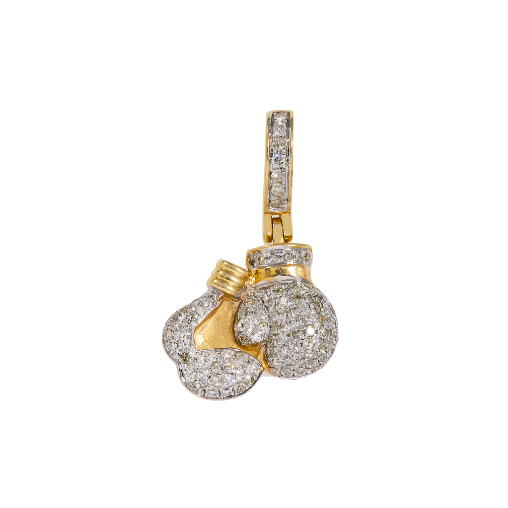 14K GOLD DIAMOND BOXING GLOVES PENDANT 0.35 CTW