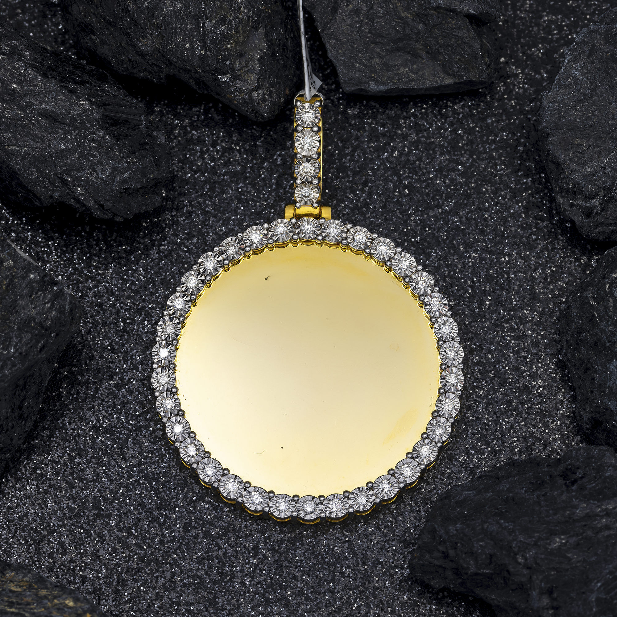 10K GOLD ROUND DIAMOND CIRCLE PICTURE PENDANT 0.93 CT