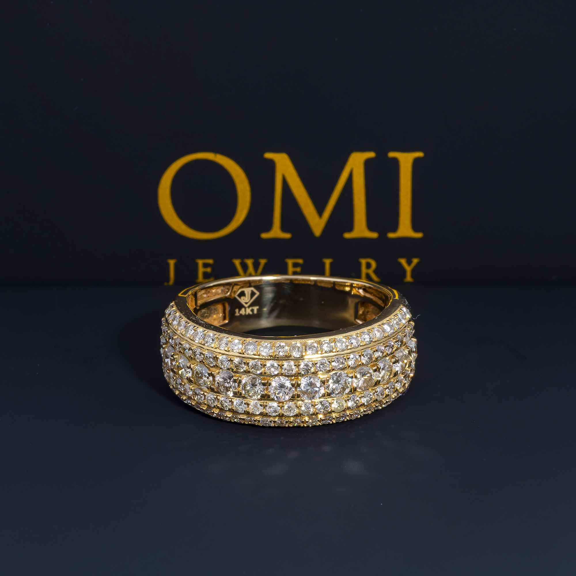 14K GOLD ROUND DIAMOND STATEMENT BAND RING 2.24 CT