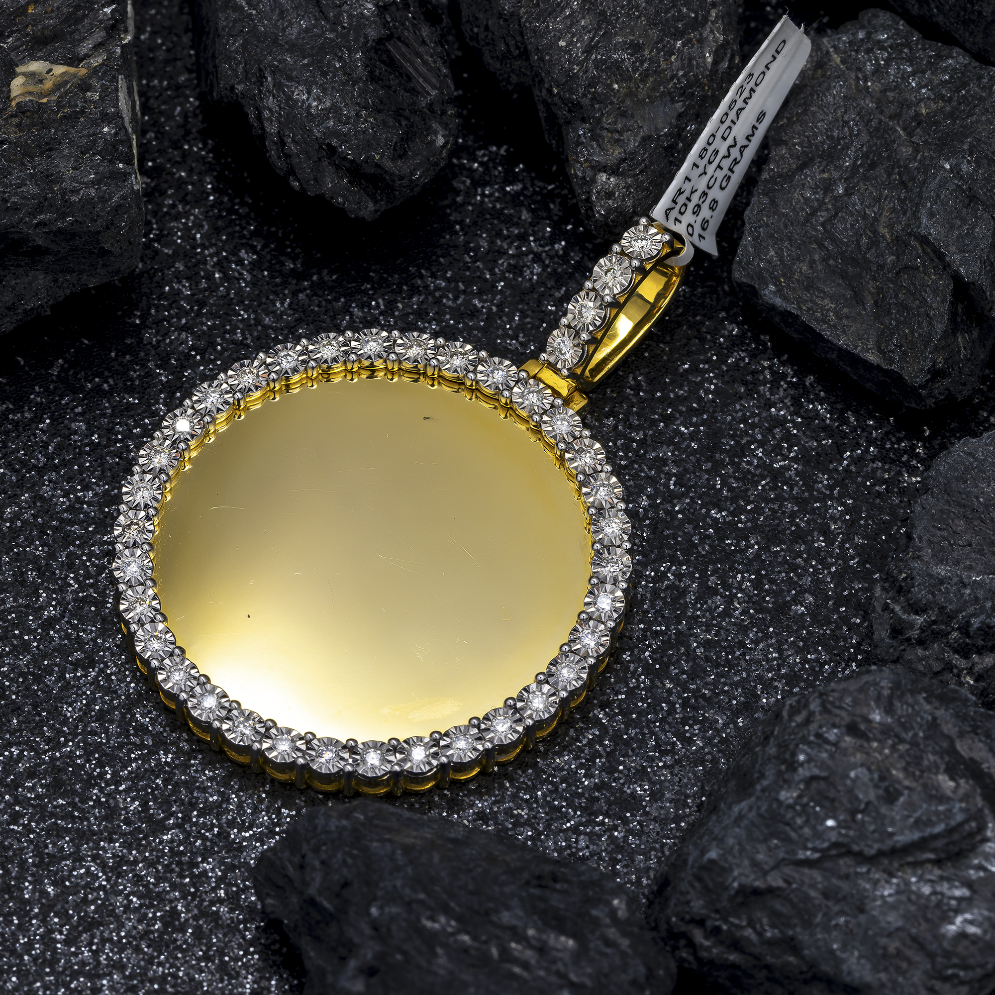 10K GOLD ROUND DIAMOND CIRCLE PICTURE PENDANT 0.93 CT