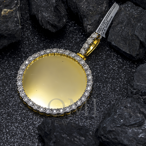 10K GOLD ROUND DIAMOND CIRCLE PICTURE PENDANT 0.93 CT